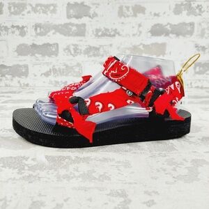 New Arizona Love Red Paisley Print Trekky Sandals M711